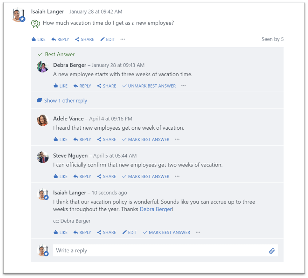 Yammer Q & A feature