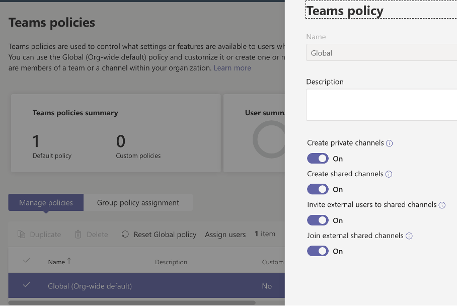 Microsoft Teams Shared Channels Policies